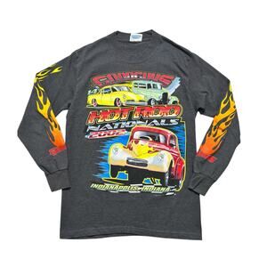 Streetwear Vintage Hot Rods Custom Flame Fire Long Sleeve  Black Men’s Sz Small